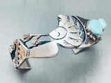 Detailed Kokopelli Vintage Native American Navajo Turquoise Sterling Silver Bracelet-Nativo Arts