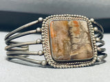 Mud Agate Vintage Native American Navajo Early Sterling Silver Bracelet Old-Nativo Arts