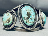 Authentic Vintage Native American Navajo Pilot Mountain Turquoise Sterling Silver Bracelet-Nativo Arts