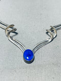 Important Mike Kirk Vintage Native American Navajo Lapis Sterling Silver Necklace-Nativo Arts