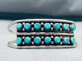 Impressive Vintage Native American Zuni Blue Gem Turquoise Sterling Silver Bracelet-Nativo Arts