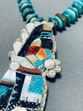 Captivating Vintage Native American Zuni Turquoise Sterling Silver Kachina Necklace Signed-Nativo Arts