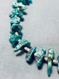 Native American Sensational Vintage Santo Domingo Old Kingman Turquoise Sterling Silver Necklace-Nativo Arts