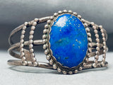 Domed Lapis Vintage Native American Navajo Sterling Silver Bracelet Cuff Old