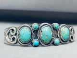 Early Vintage Native American Navajo Domed Turquoise Sterling Silver Bracelet-Nativo Arts