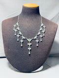 Native American Wow The Crowd! Vintage Zuni Turquoise Flower Sterling Silver Necklace-Nativo Arts