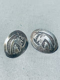 Amazing Vintage Native American Hopi Sterling Silver Earrings-Nativo Arts