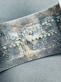 Detailed Vintage Navajo Pueblo Sterling Silver Bracelet Cuff-Nativo Arts
