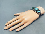 Rare Early Vintage Native American Navajo Morenci Turquoise Sterling Silver Bracelet-Nativo Arts