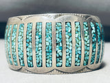 Difficult Technique Rectangular Inlay Turquoise Vintage Native American Navajo Bracelet-Nativo Arts