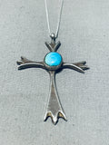 Pretty Vintage Native American Navajo Pilot Mountain Turquoise Sterling Silver Necklace-Nativo Arts