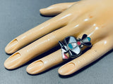 Impressive Vintage Native American Zuni Turquoise Sterling Silver Thunderbird Ring-Nativo Arts