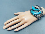 Important Dolphin Vintage Francisco Gomez Sterling Silver Turquoise Bracelet-Nativo Arts