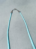 Graduating Turquoise Disc Vintage Native American Navajo Sterling Silver Necklace
