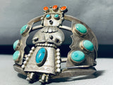 One Of The Finest Ever Vintage Native American Navajo Turquoise Kachina Sterling Silver Bracelet-Nativo Arts