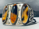 One Of The Best Vintage Native American Navajo Tiger Eye Sterling Silver Bracelet Old-Nativo Arts