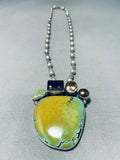 One Of Most Unique Ever Vintage Native American Navajo Green Turquoise Sterling Silver Necklace-Nativo Arts