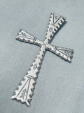 Massive Vintage Thick Native American Navajo Sterling Silver Stamped Pendant-Nativo Arts