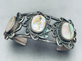 Gorgeous Vintage Native American Navajo Sterling Silver Abalone Bracelet Cuff Old-Nativo Arts