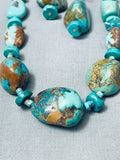 Chunky Vintage Native American Navajo Royston Turquoise Sterling Silver Necklace Earring Set