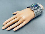 The Best Santo Domingo Turquoise Azurite Sterling Silver Bracelet-Nativo Arts