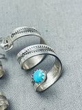Fascinating Native American Navajo Blue Gem Turquoise Sterling Silver Spiral Earrings-Nativo Arts