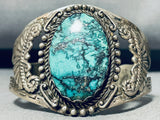 Cripple Creek Turquoise! Rare Vintage Native American Navajo Sterling Silver Bracelet-Nativo Arts