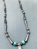 One Of The Biggest Crazy Vintage Native American Navajo Turquoise Leaf Sterling Silver Necklace-Nativo Arts