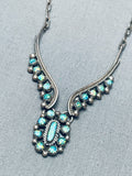 Bertha Bowanna Vintage Zuni Turquoise Sterling Silver Necklace-Nativo Arts