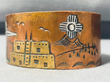Awesome Vintage Native American Navajo Storyteller Sterling Silver Copper Bracelet-Nativo Arts
