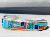 Wil Yazzie Vintage Native American Navajo 6' Wrist Sterling Silver Inlay Turquoise Bracelet-Nativo Arts