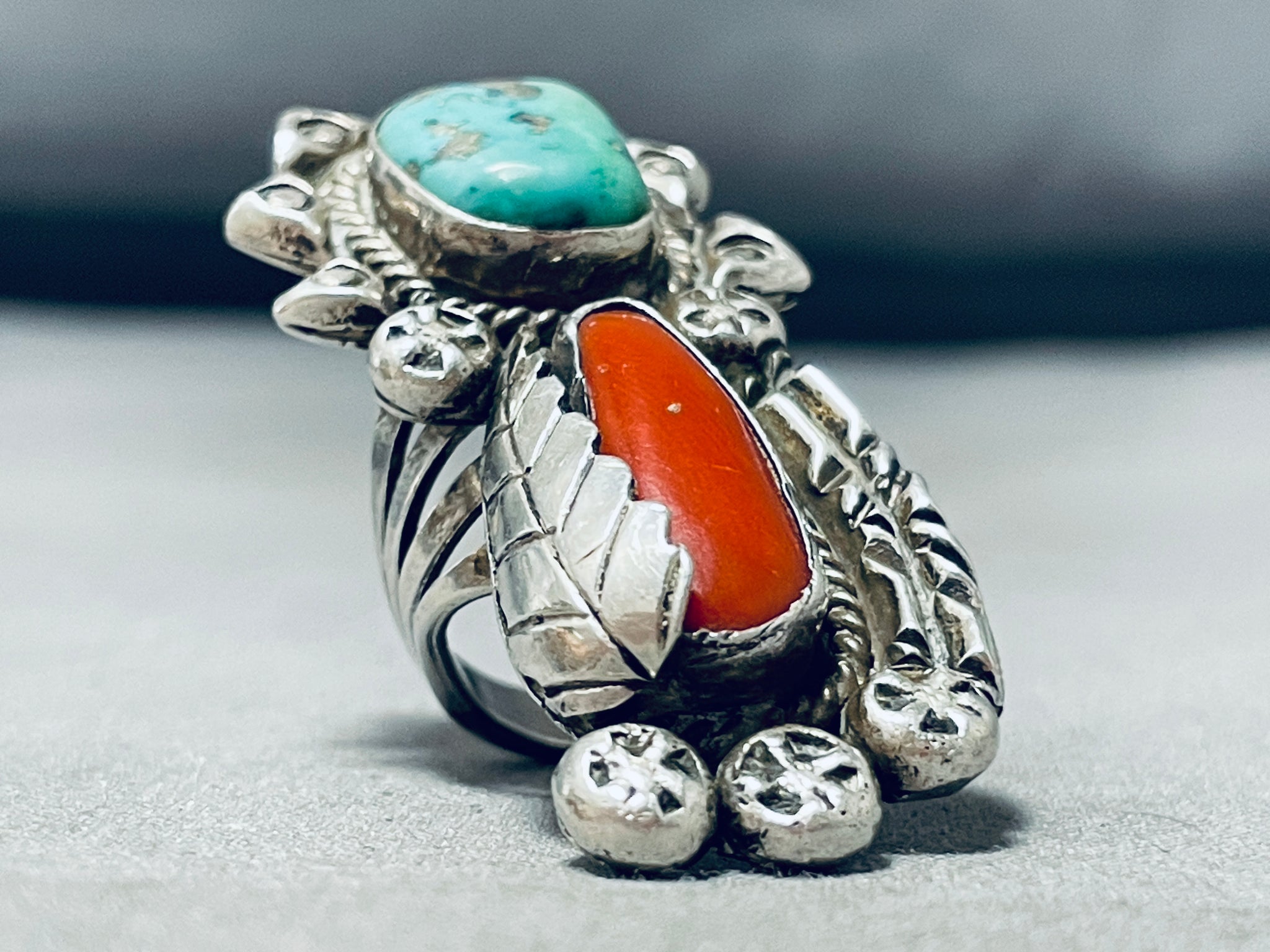 Best Vintage Native American Navajo Pilot Mountain Turquoise Coral