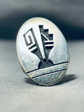 Important Vintage Native American Hopi Duane Tawahonga Sterling Silver Ring-Nativo Arts
