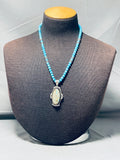 Brilliant Native American Navajo Signed Royston Boulder Sleeping Beauty Turquoise Necklace-Nativo Arts