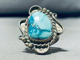 Breathtaking Vintage Native American Navajo Carico Lake Turquoise Sterling Silver Ring-Nativo Arts