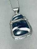 Stunning Signed Native American Navajo White Buffalo Sterling Silver J Piaso Jr Necklace-Nativo Arts