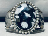 Night Snowfall Vintage Native American Navajo Sterling Silver Signed Bracelet-Nativo Arts