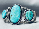 Vivid Vintage Native American Navajo Carico Lake Turquoise Sterling Silver Bracelet-Nativo Arts