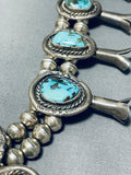 Gasp! Vintage Native American Navajo Dry Creek Turquoise Sterling Silver Squash Blossom Necklace-Nativo Arts