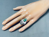Important Vintage Native American Navajo Tom Jackson Royston Turquoise Sterling Silver Paw Ring