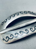 Wave Pattern Vintage Native American Navajo Sterling Silver Hair Barrette