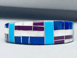 6.5 Inch Wrist Southwest Vintage Sterling Silver Inlay Bracelet-Nativo Arts