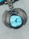 One Of Most Unique Ever Vintage Native American Navajo Turquoise Leaf Sterling Silver Necklace-Nativo Arts