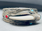 Most Unique White Bear Vintage Navajo Sterling Silver Bracelet-Nativo Arts