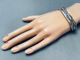 Important Vintage Native American Navajo Ray Adakai Sterling Silver Heavy Repoussed Bracelet-Nativo Arts