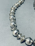 Big Beads! Vintage Native American Navajo Sterling Silver Hand Tooled Necklace Old-Nativo Arts