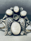 Matches Anything Vintage Native American Navajo Pearl Sterling Silver Leaf Bracelet-Nativo Arts