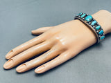 Important Early 1900's Ingot Silver Turquoise Bracelet Cuff-Nativo Arts