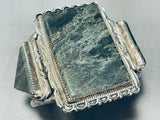 Moss Agate Very Rare Vintage Native American Navajo Sterling Silver Bracelet Cuff-Nativo Arts