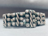One Of The Best Button Vintage Native American Navajo Sterling Silver Bracelet Cuff-Nativo Arts